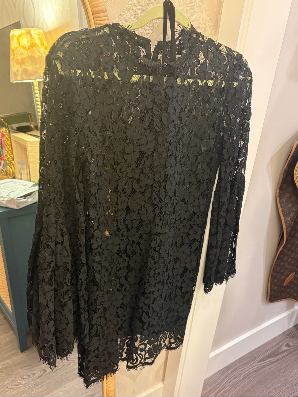 Black Lace Long-Sleeve Dress
